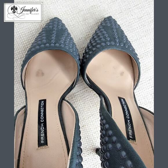 French Connection Women's Gray Ellis Studded Suede Heels Size 6.5 - Picture 8 of 13